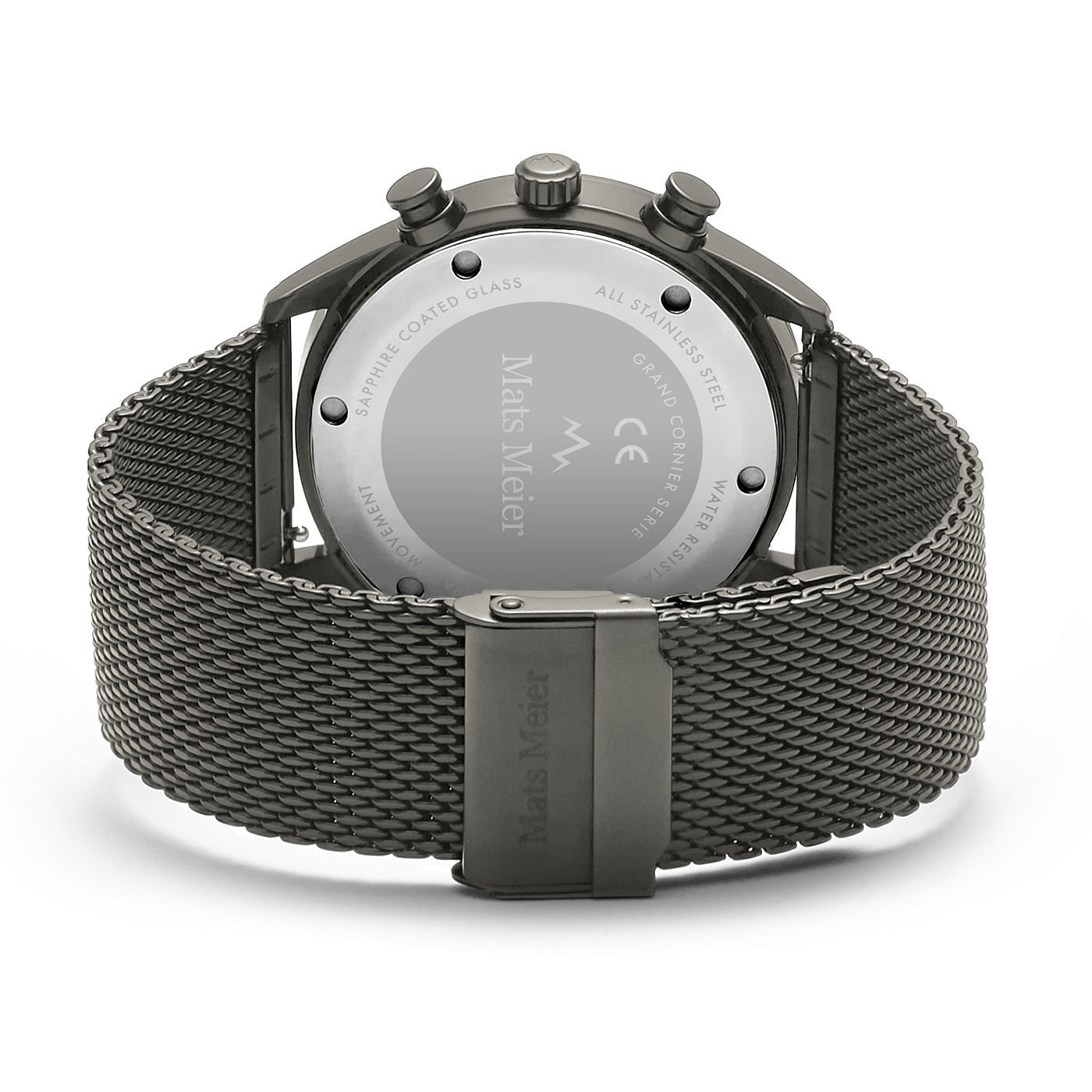 Grand Cornier chronograph mens watch matte gunmetal mesh