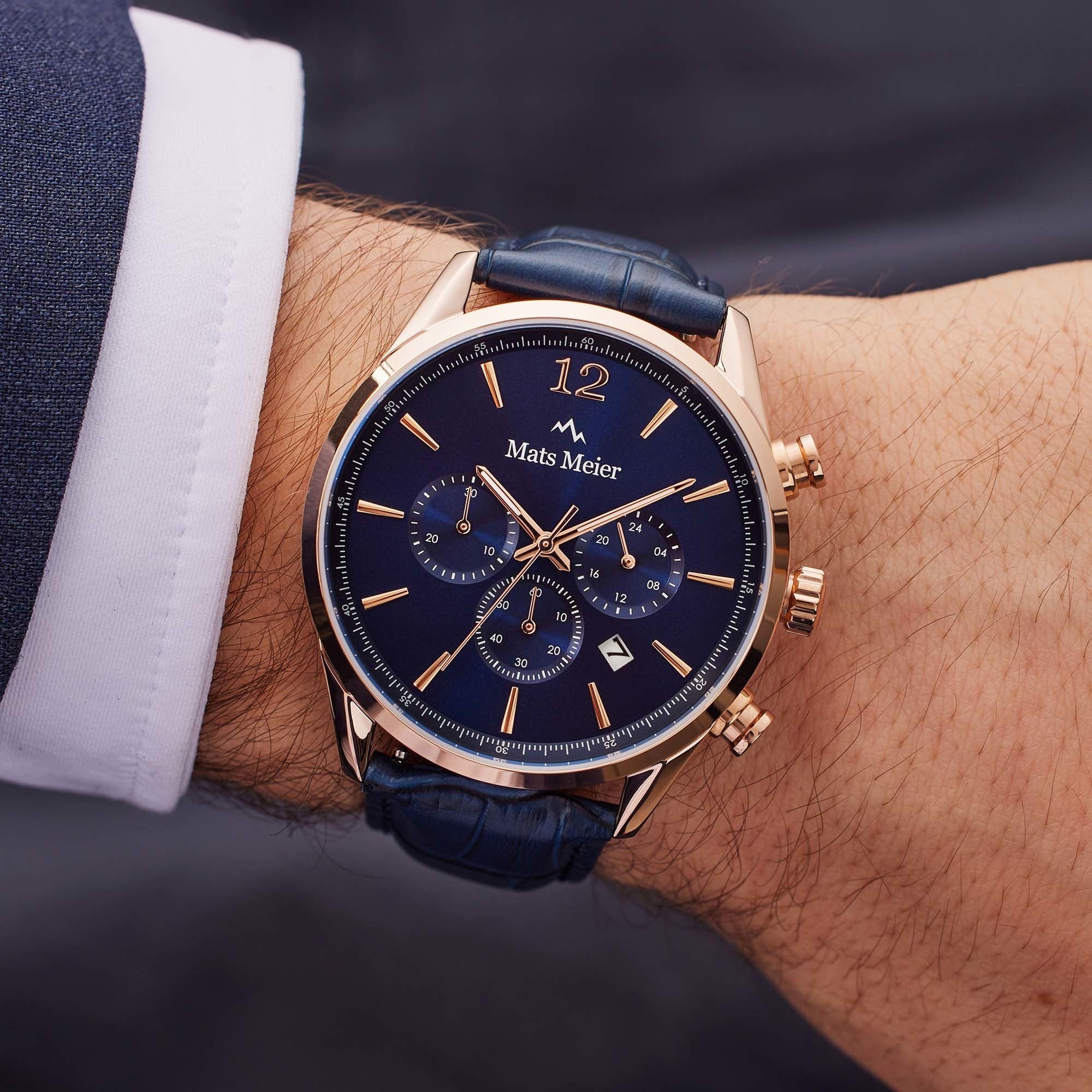 Grand Cornier chronograph blue / rose gold colored