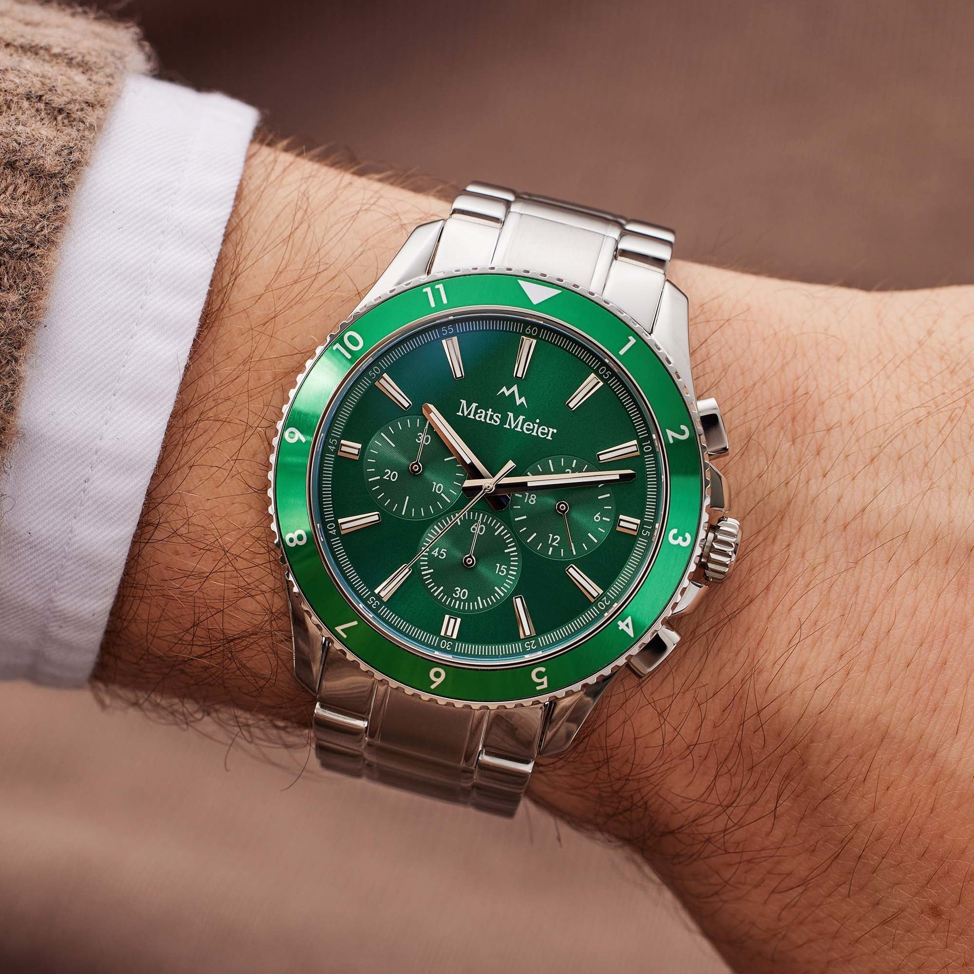Ponte Dei Salti Chronohraph Mens Watch Silver / Green