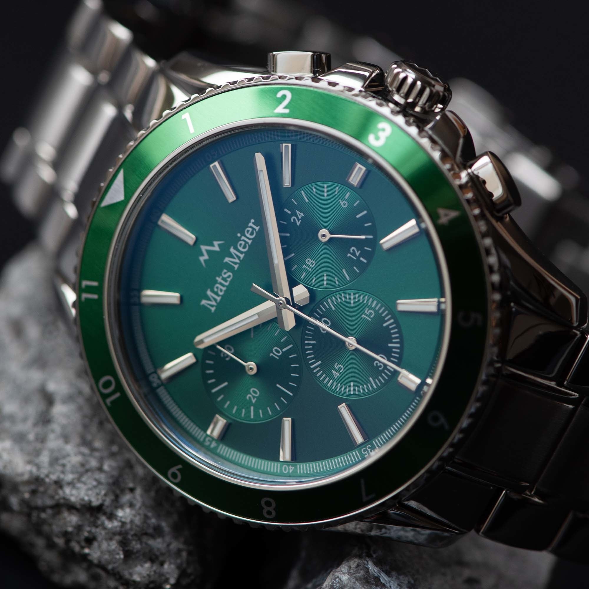 Ponte Dei Salti Chronohraph Mens Watch Silver / Green