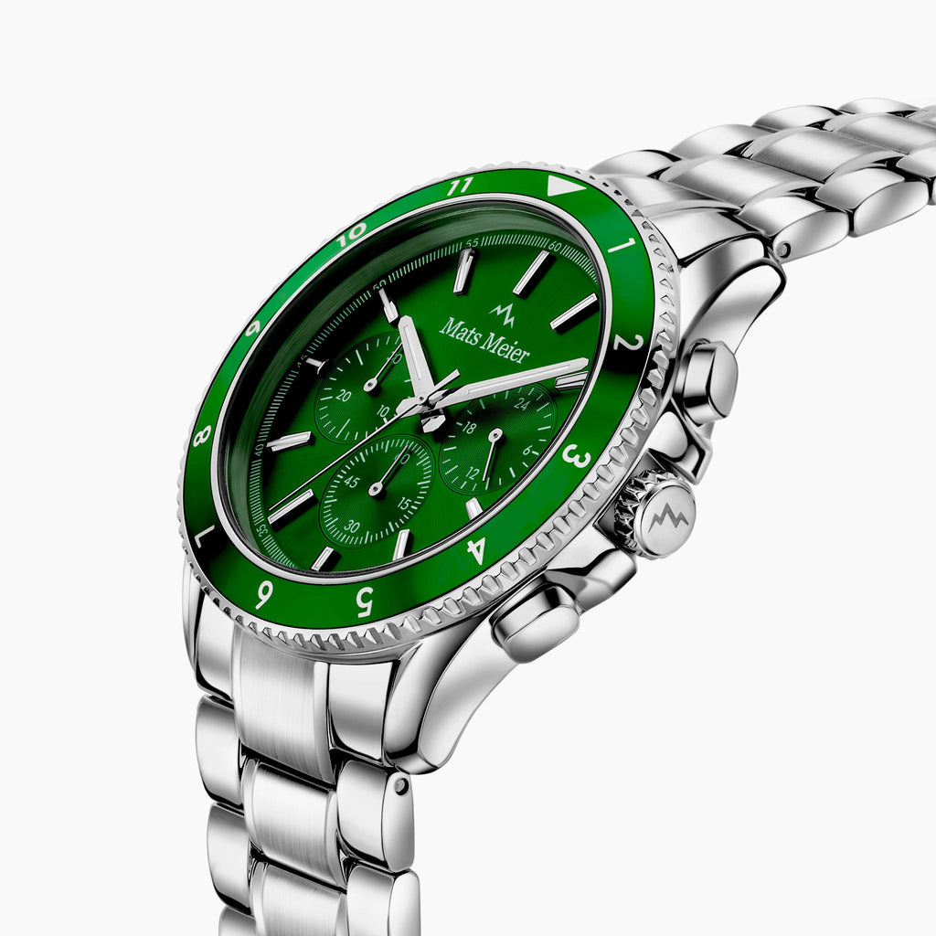 Ponte Dei Salti Chronohraph Mens Watch Silver / Green