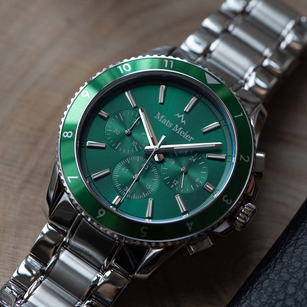 Ponte Dei Salti Chronohraph Mens Watch Silver / Green