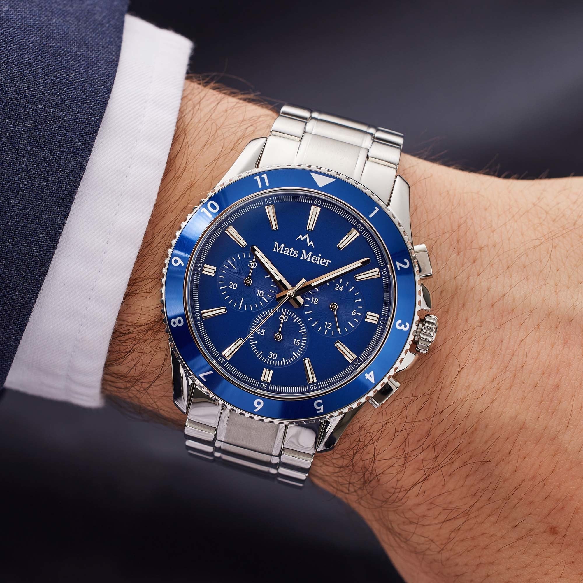 Ponte Dei Salti Chronohraph Mens Watch Silver / Bleu