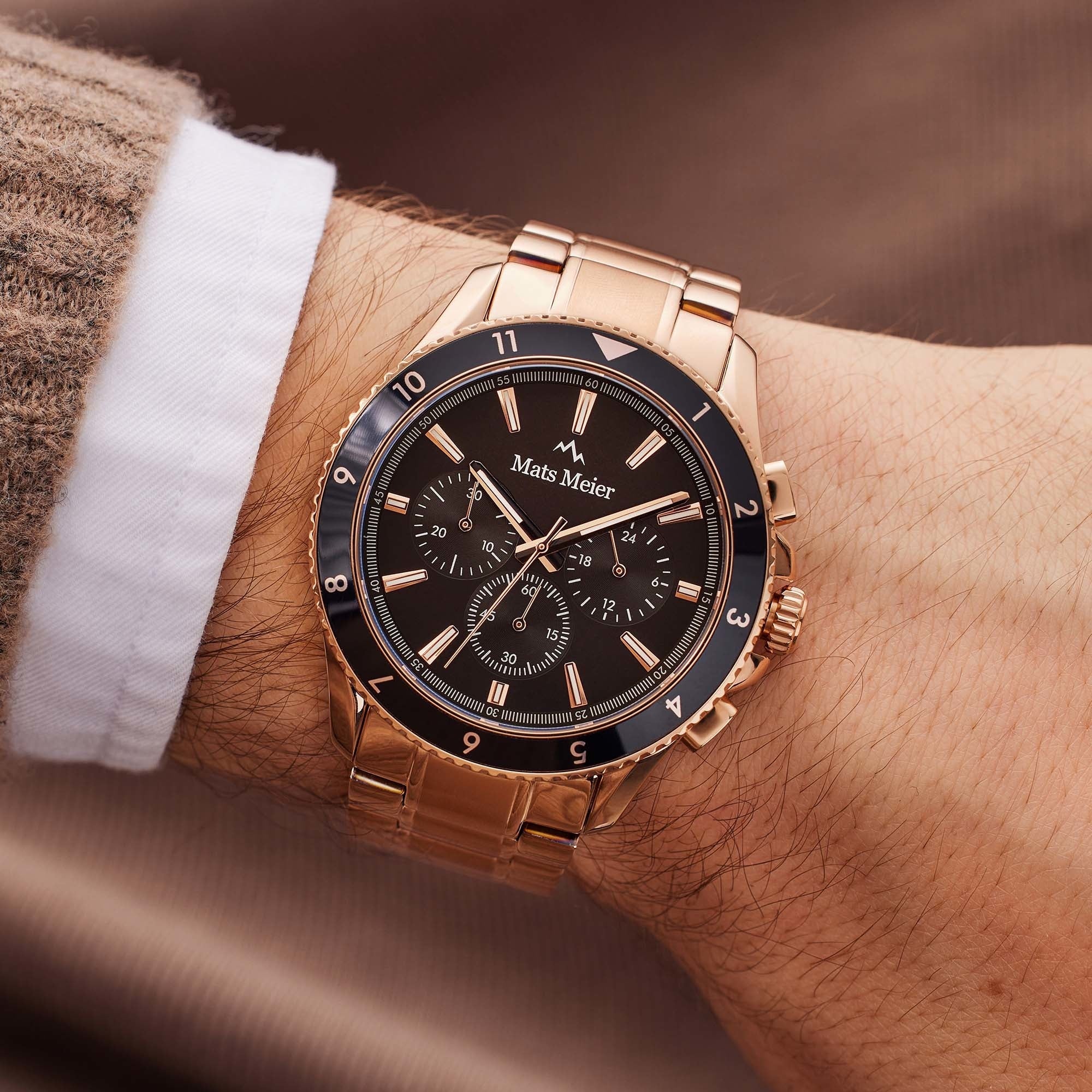 Ponte dei Salti chronograph mens watch rose gold coloured and black