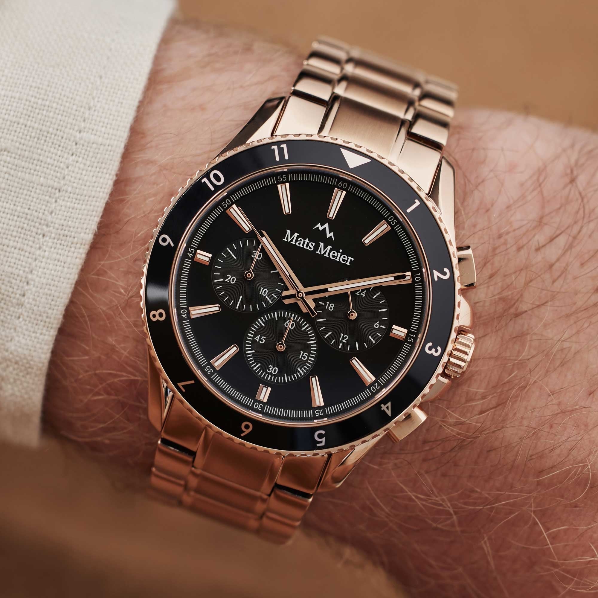Ponte dei Salti chronograph mens watch rose gold coloured and black
