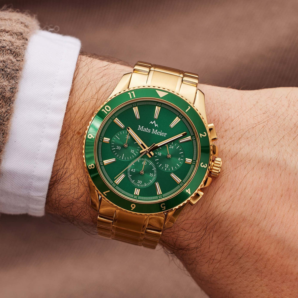 Ponte dei Salti chronograph mens watch gold coloured and green