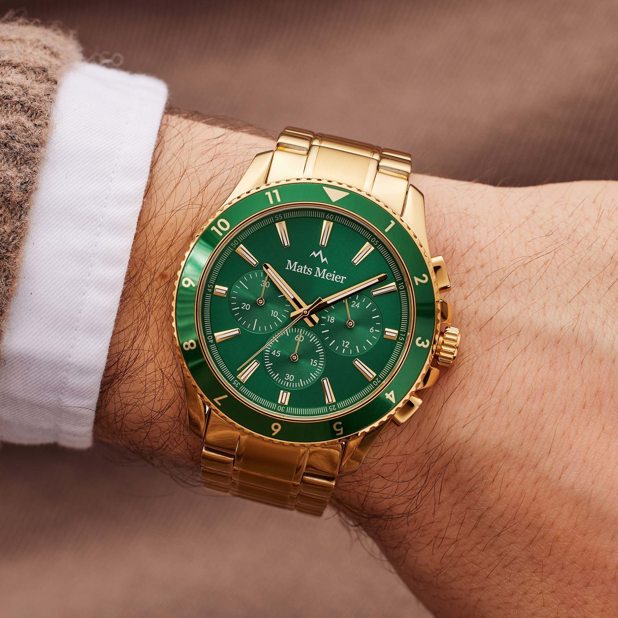 Ponte dei Salti chronograph mens watch gold coloured and green