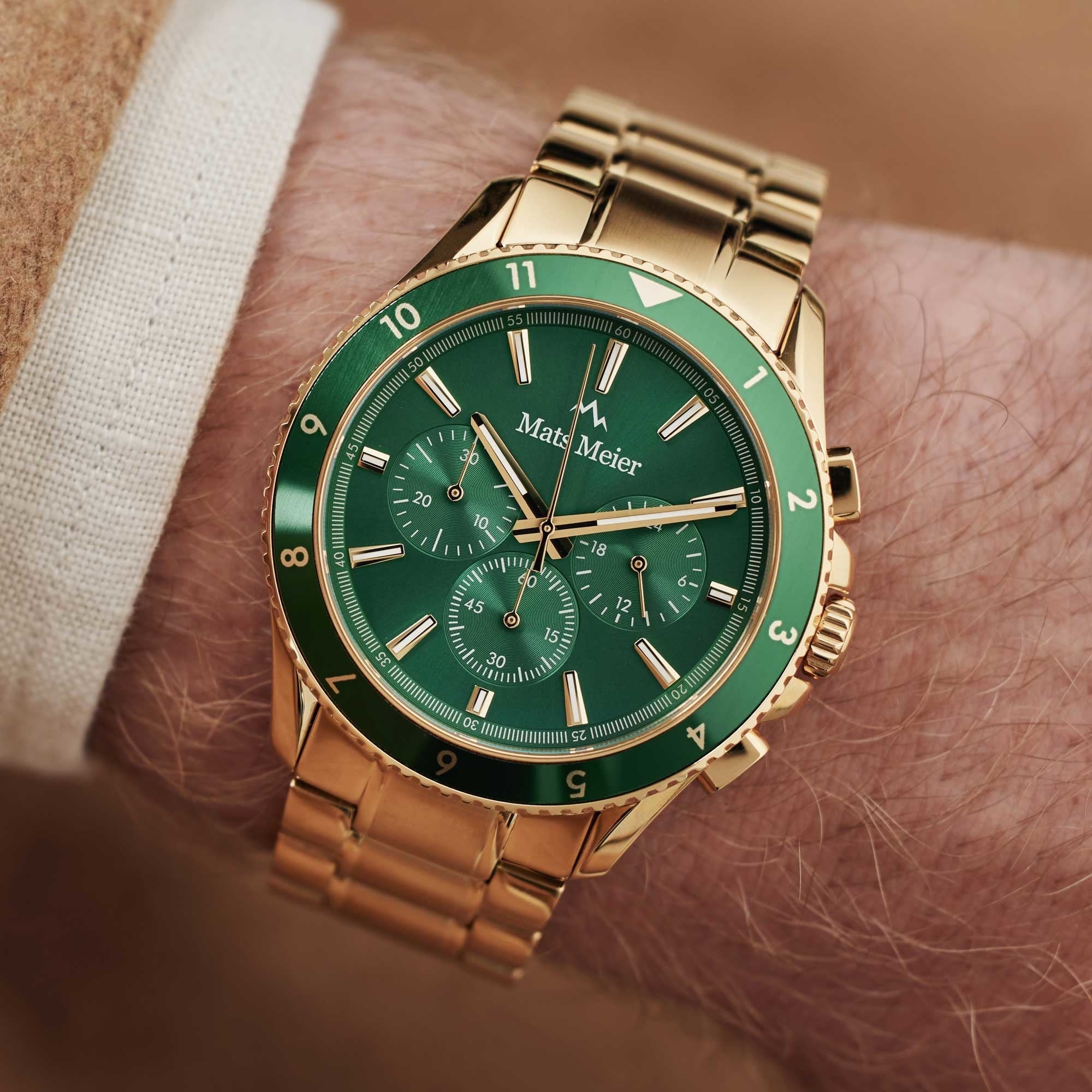 Ponte dei Salti chronograph mens watch gold coloured and green
