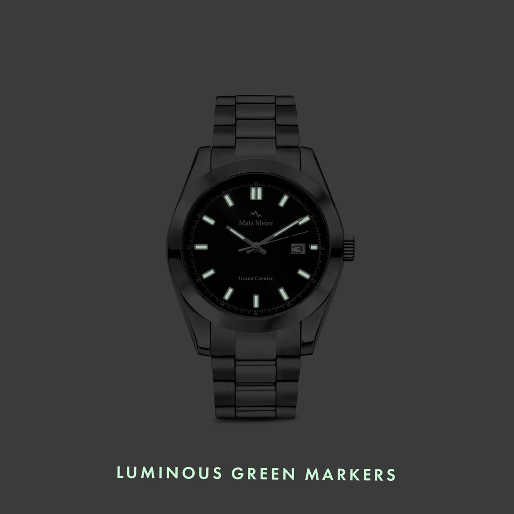 Grand Cornier mens watch silver coloured and black