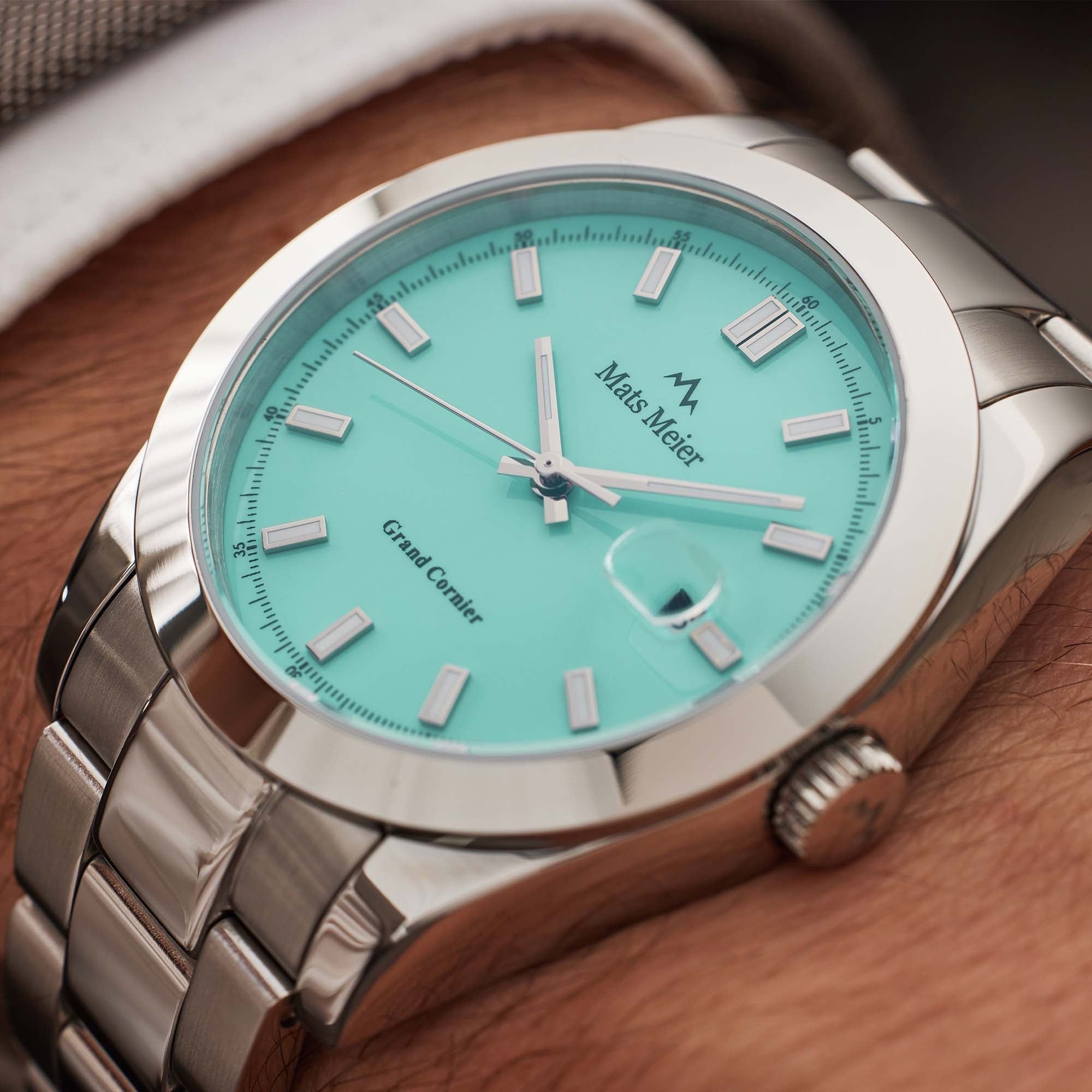 Grand Cornier mens watch silver coloured and blue