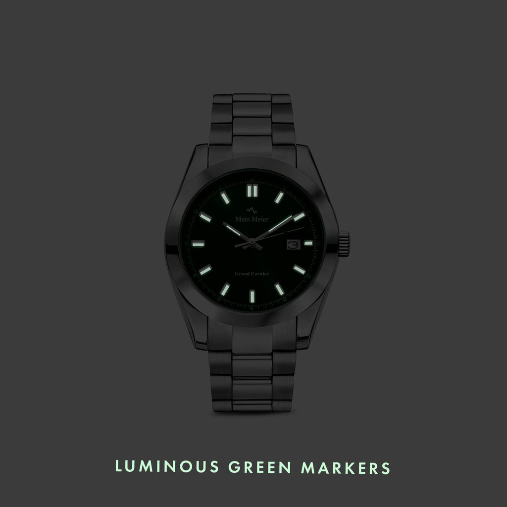 Grand Cornier mens watch silver coloured and green