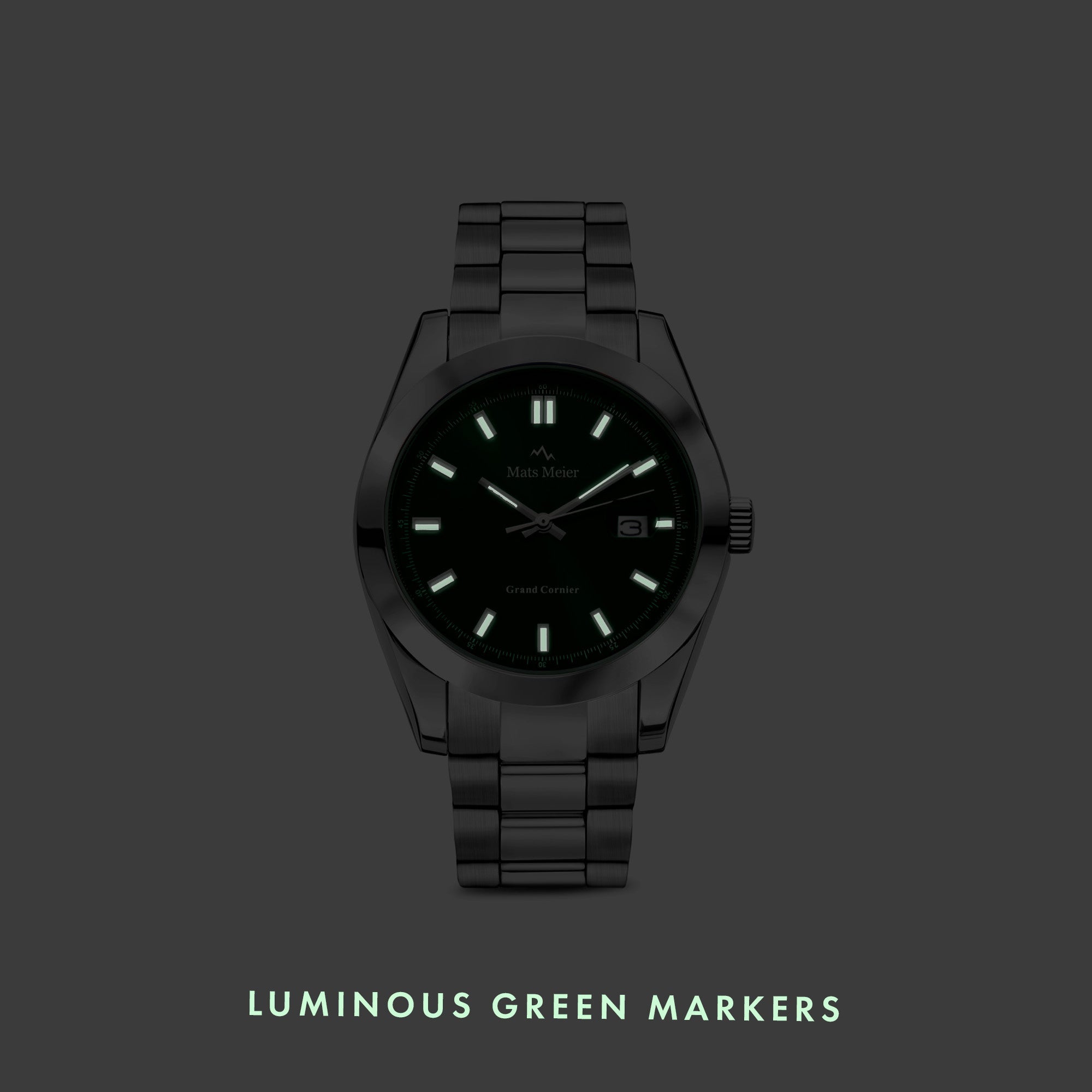 Grand Cornier mens watch silver coloured and green