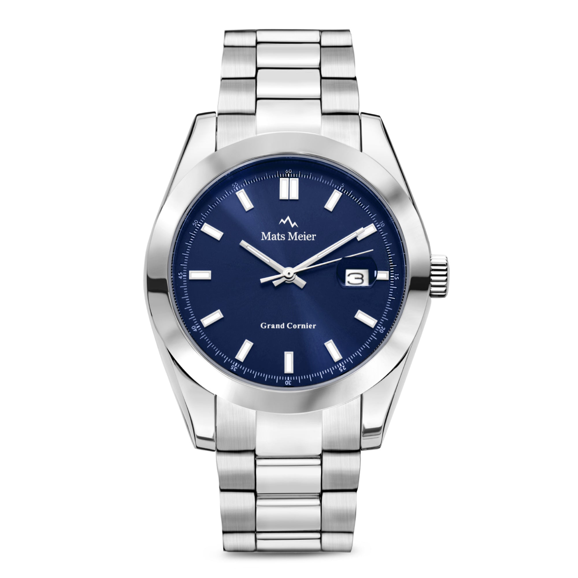 Grand Cornier mens watch silver coloured and cobalt