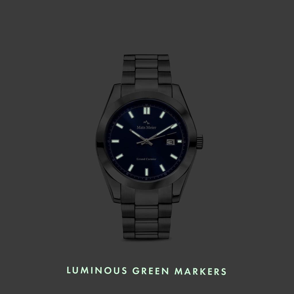 Grand Cornier mens watch silver coloured and cobalt