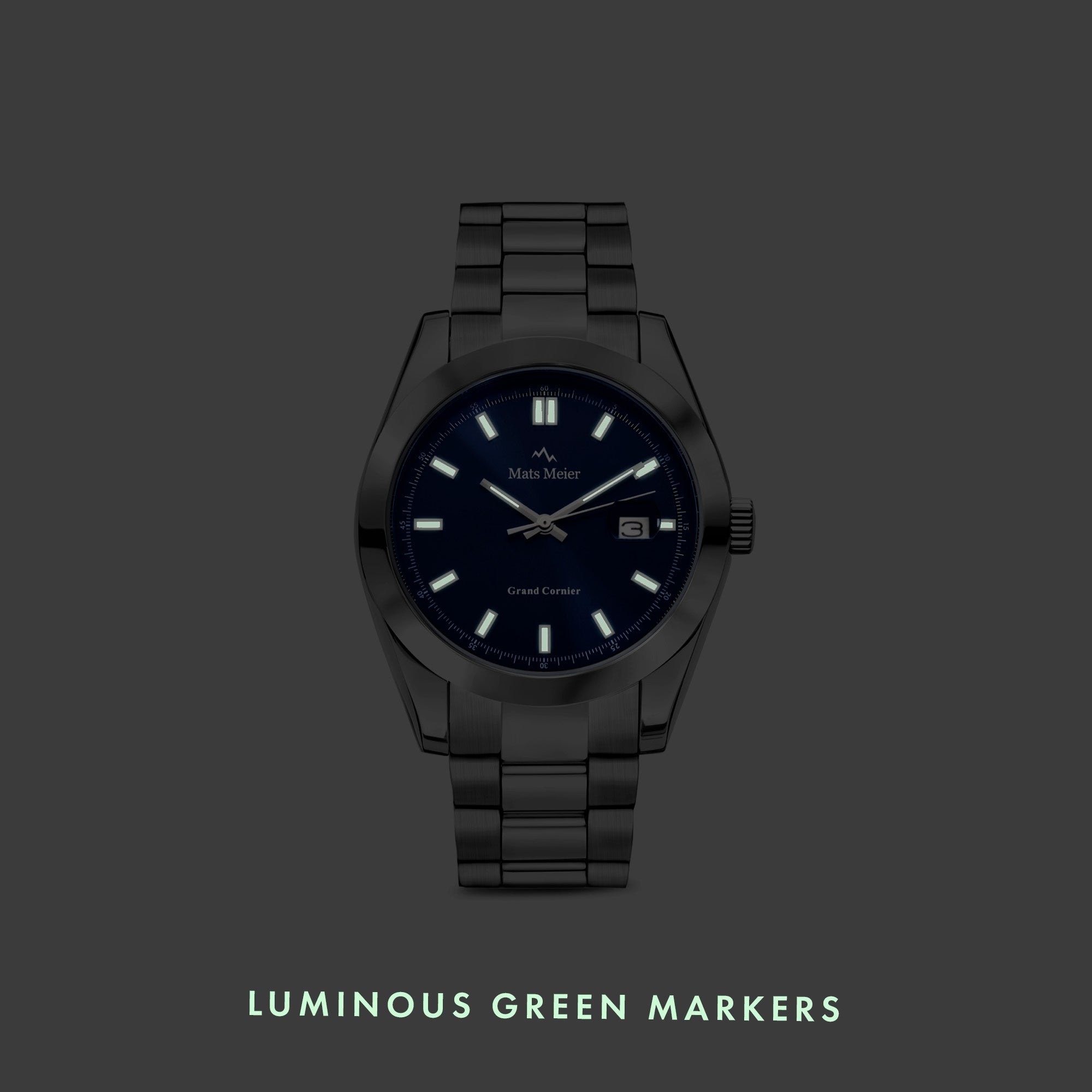 Grand Cornier mens watch silver coloured and cobalt