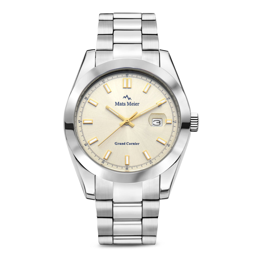 Grand Cornier mens watch silver coloured and taupe