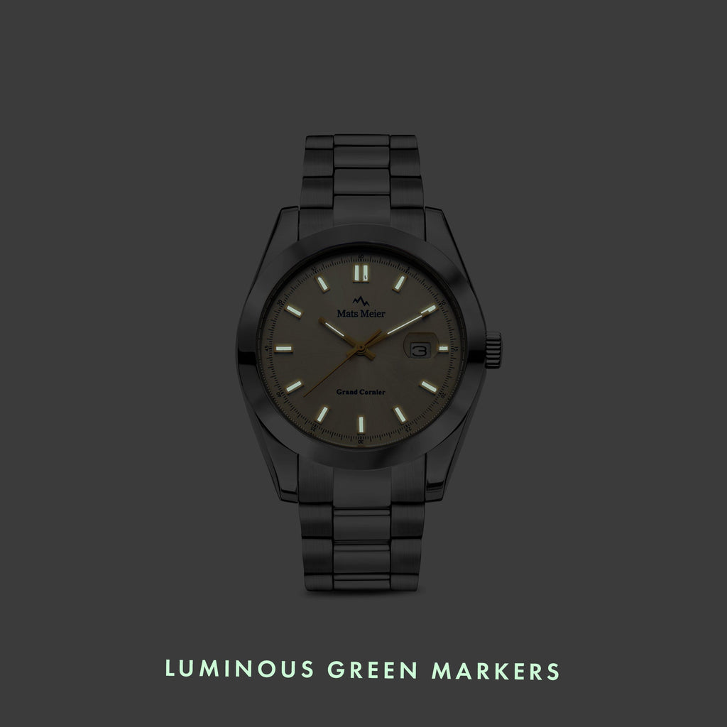 Grand Cornier mens watch silver coloured and taupe