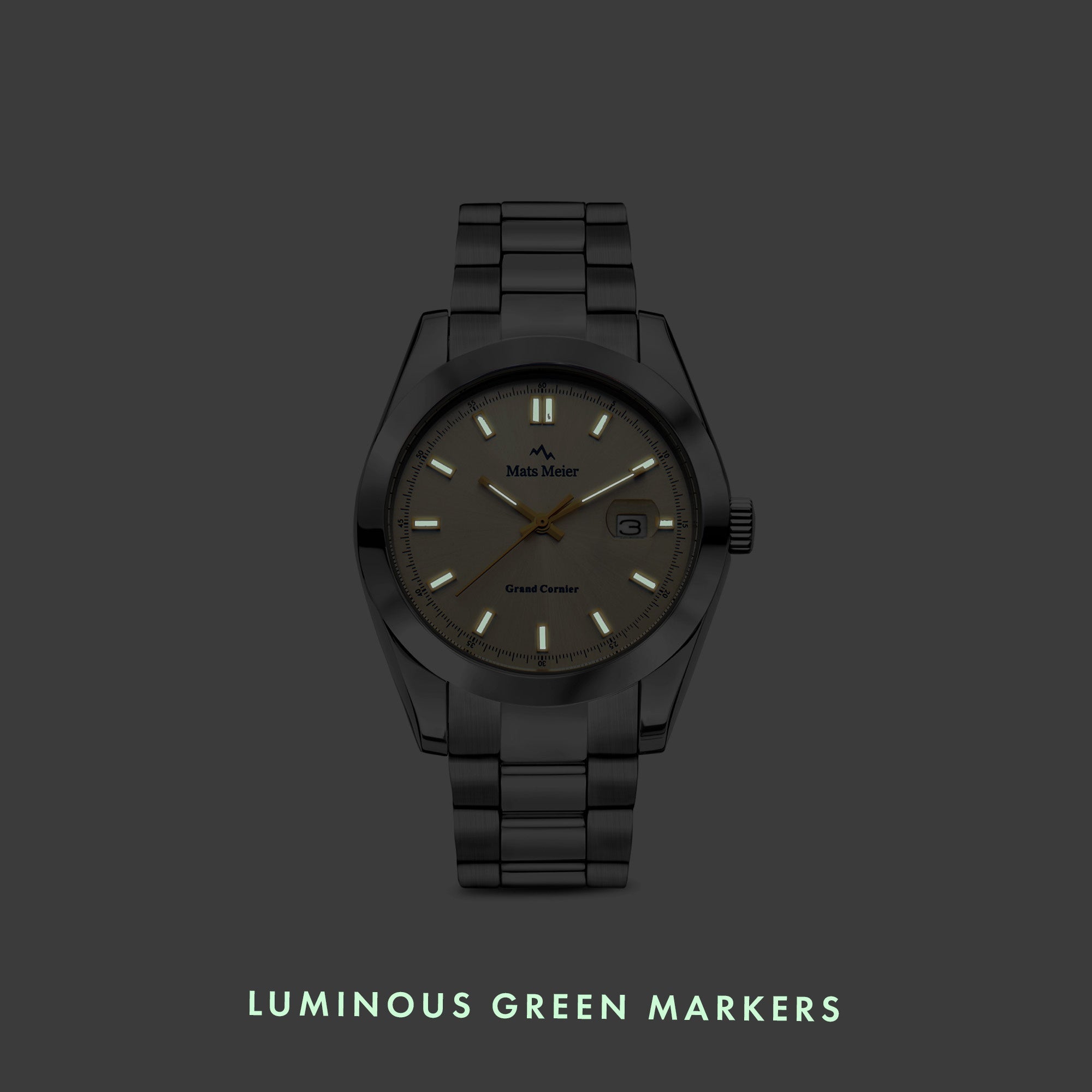Grand Cornier mens watch silver coloured and taupe