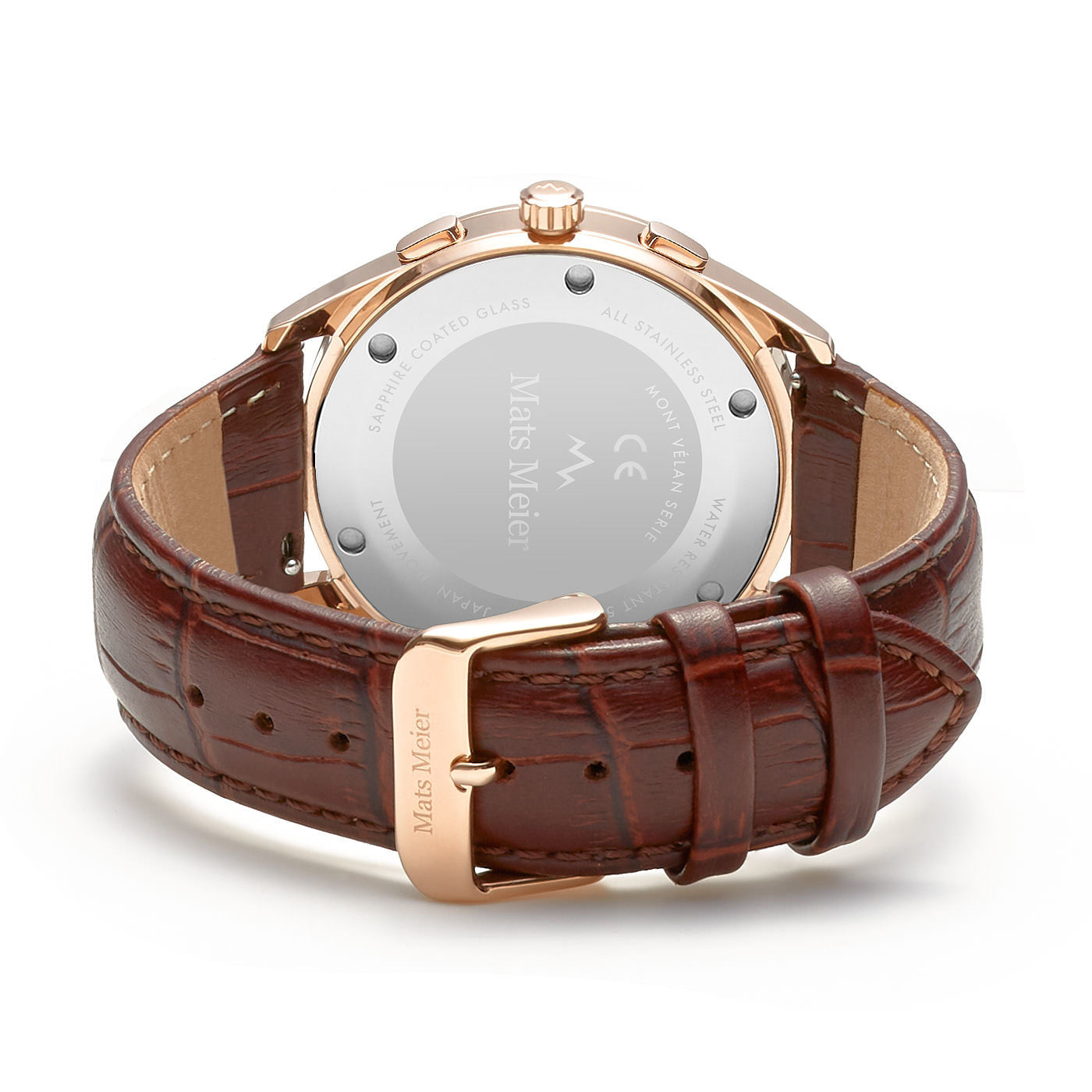 Mont Vélan chronograph mens watch black / rose gold colored / brown