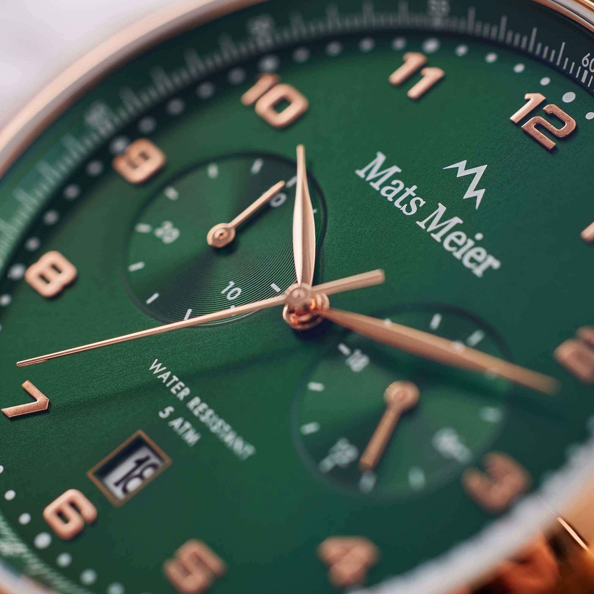 Mont Vélan chronograph mens watch green / rose gold colored / brown