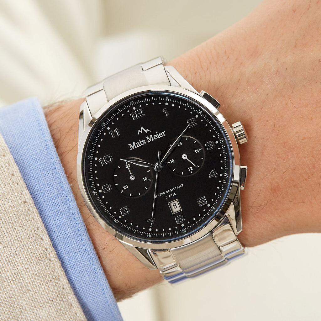 Mont Vélan chronograph mens watch black / silver colored