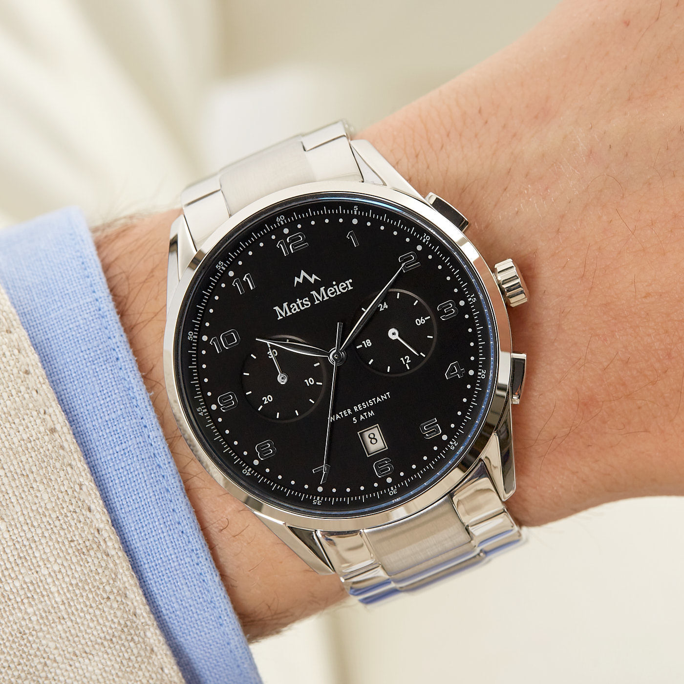 Mont Vélan chronograph mens watch black / silver colored