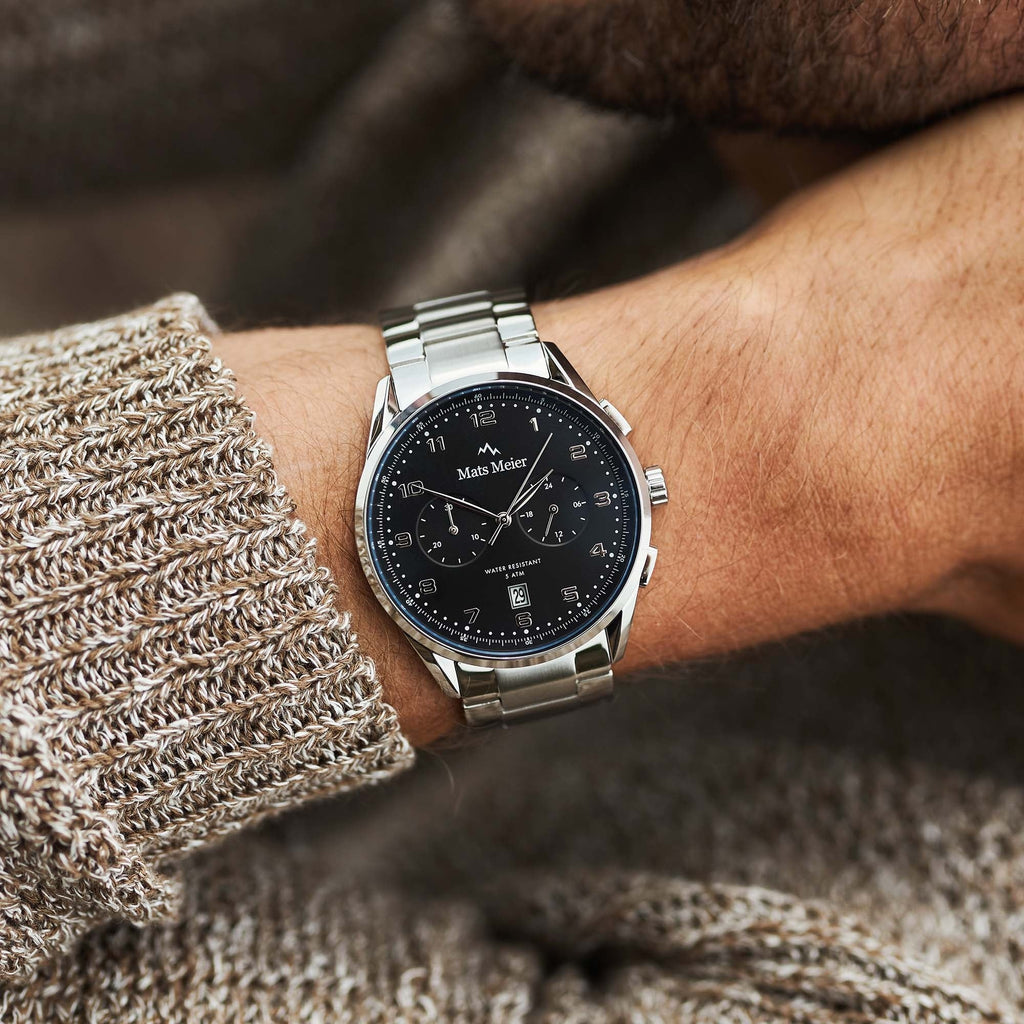 Mont Vélan chronograph mens watch black / silver colored