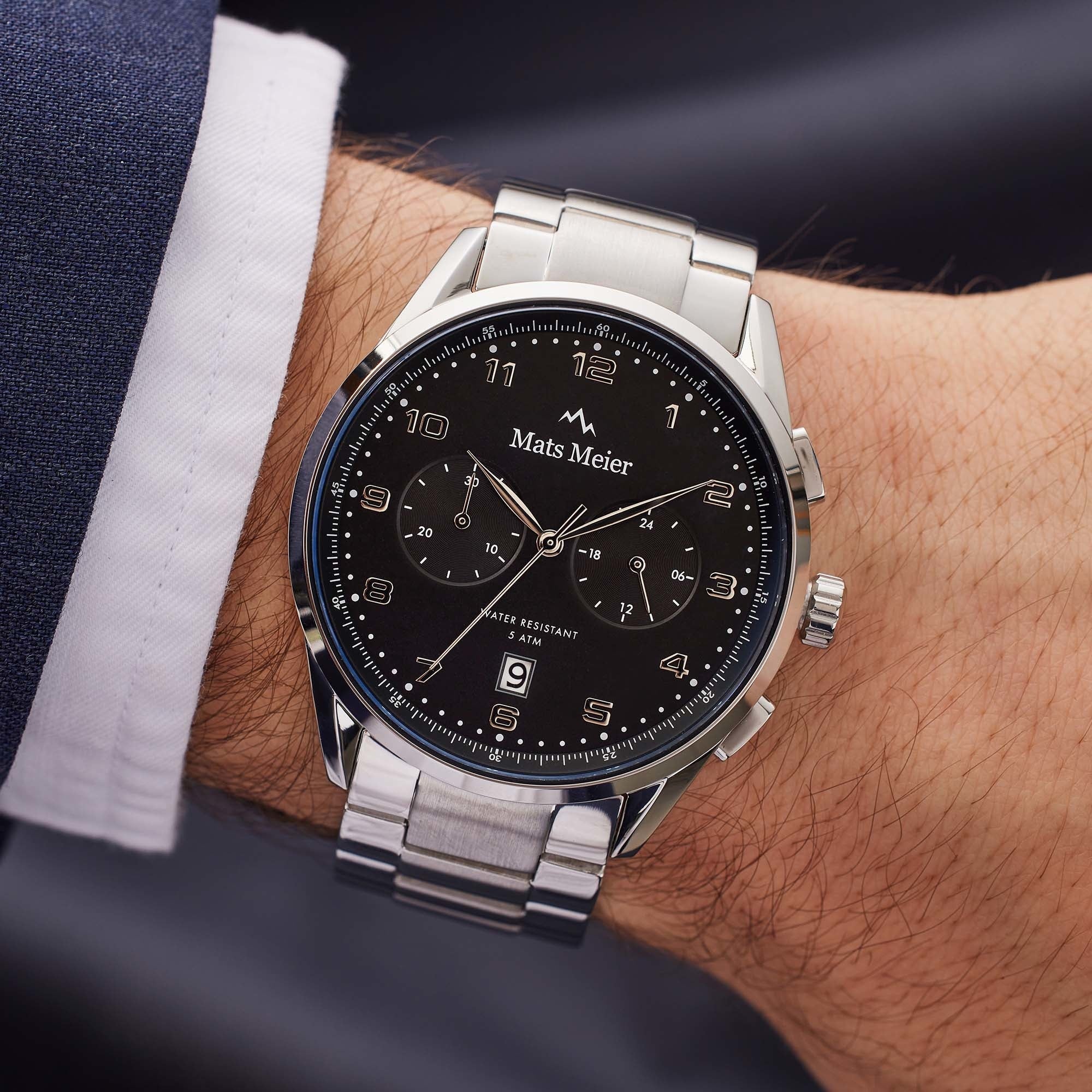 Mont Vélan chronograph mens watch black / silver colored