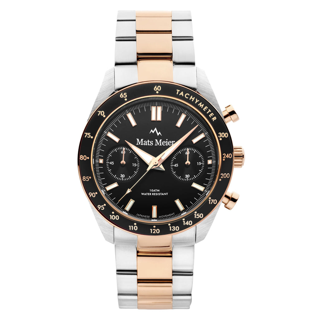 Arosa Racing chronograph mens watch rose gold coloured and black