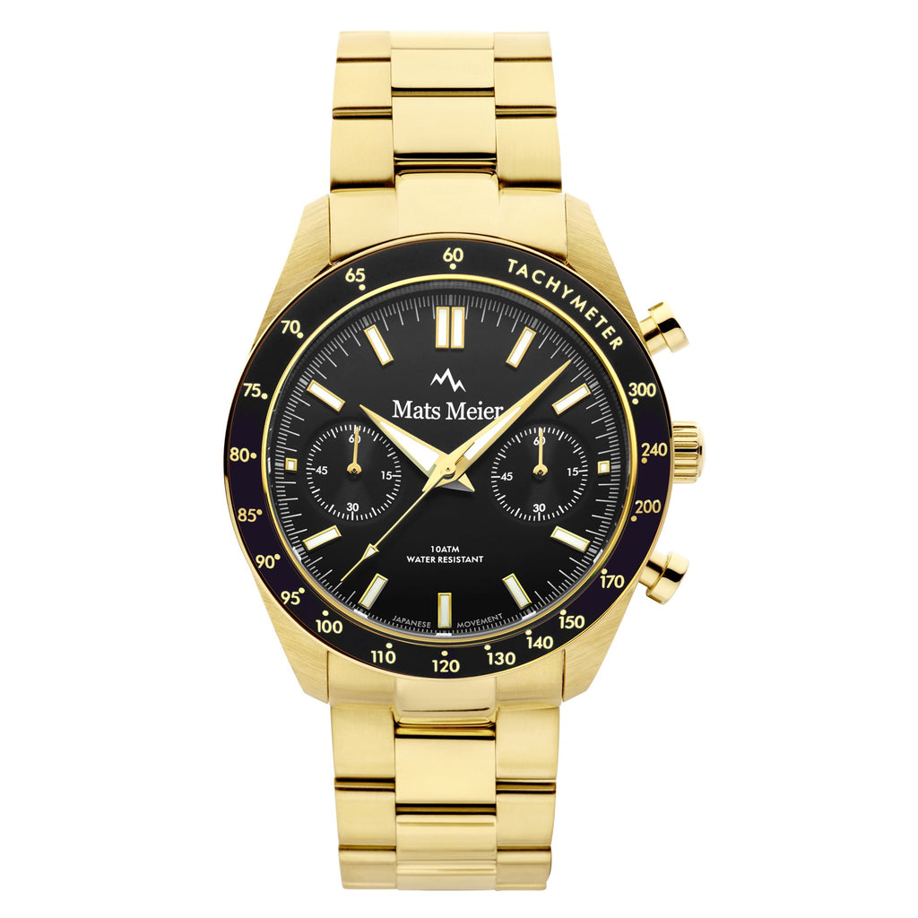 Arosa Racing chronograph mens watch gold coloured and black