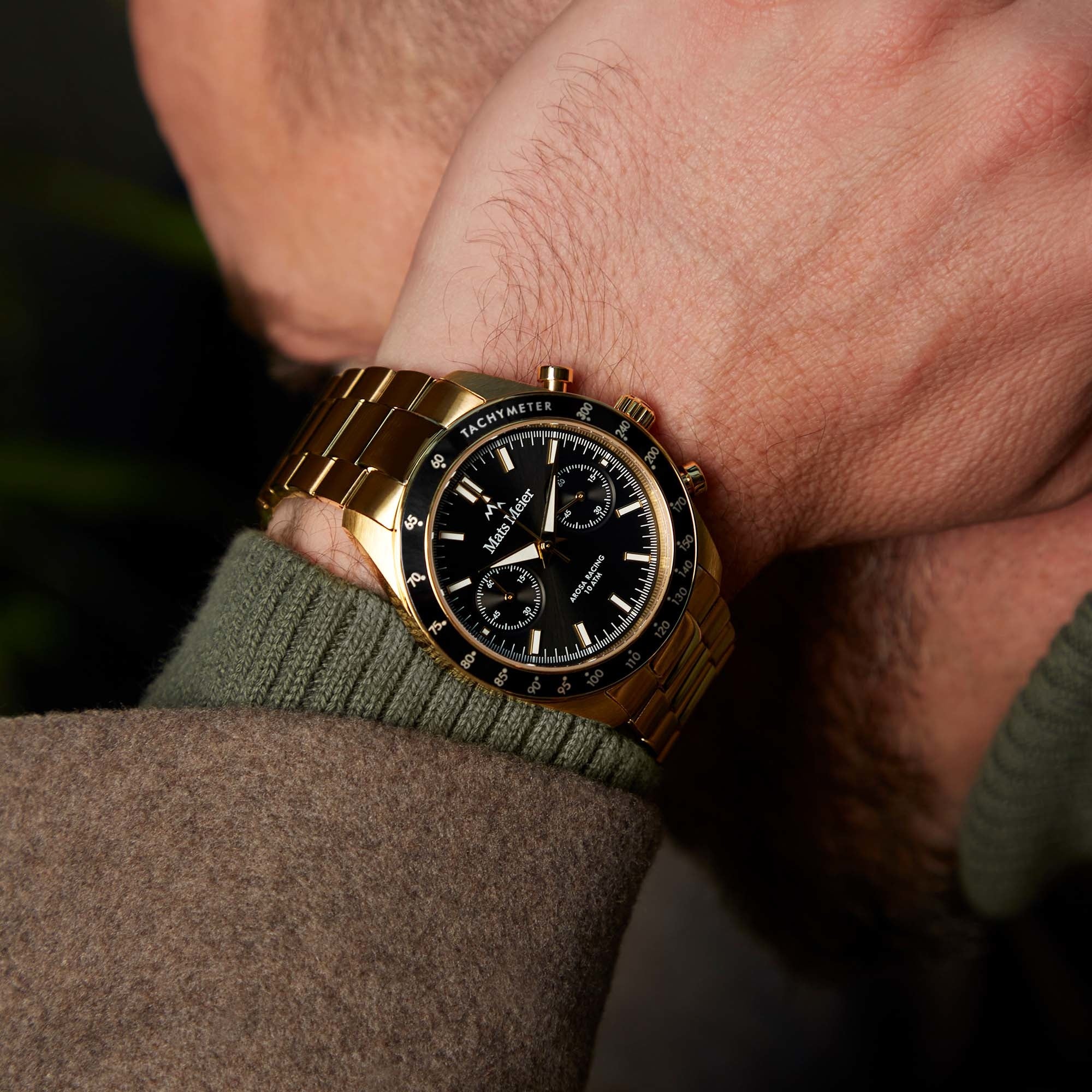 Arosa Racing chronograph mens watch gold coloured and black