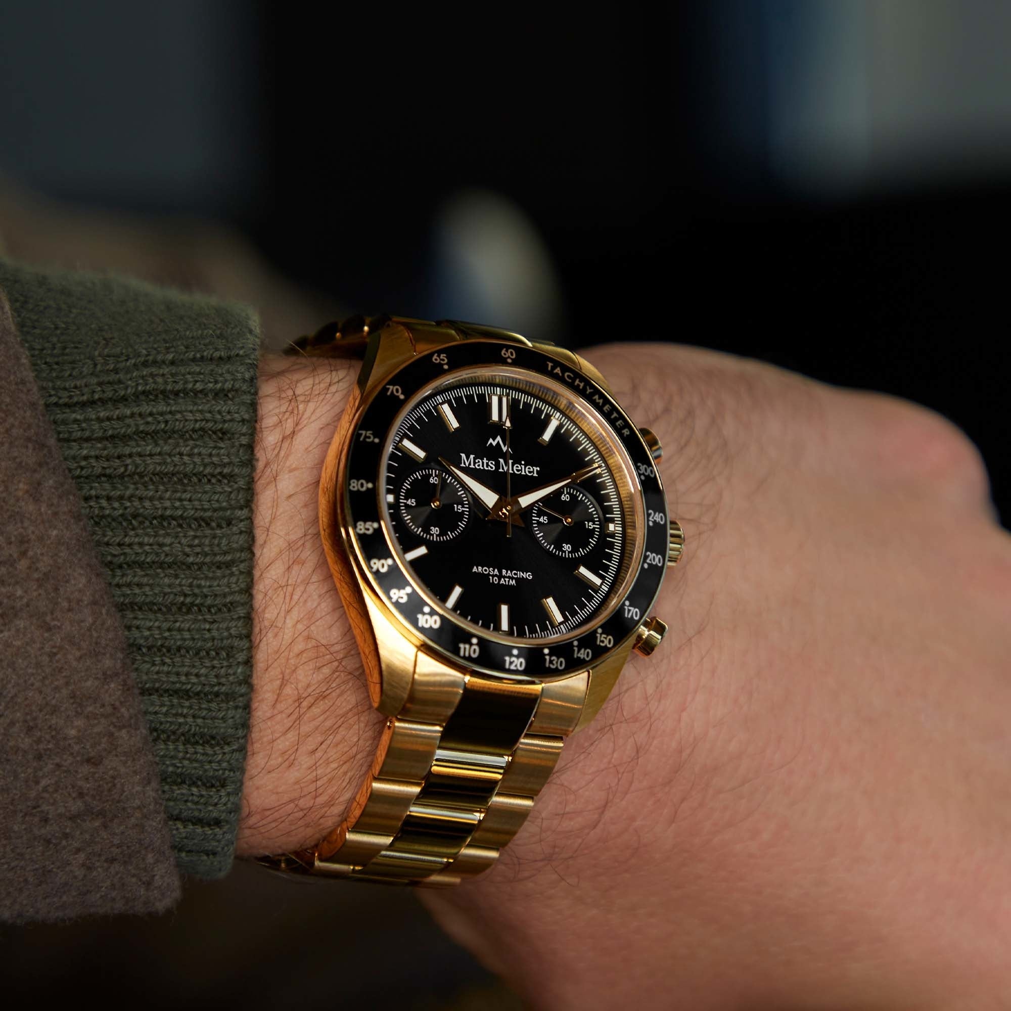 Arosa Racing chronograph mens watch gold coloured and black