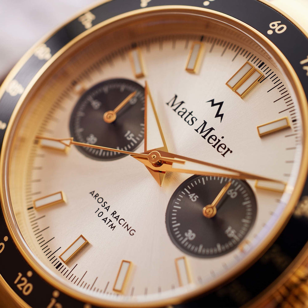 Arosa Racing chronograph mens watch gold coloured and silver coloured