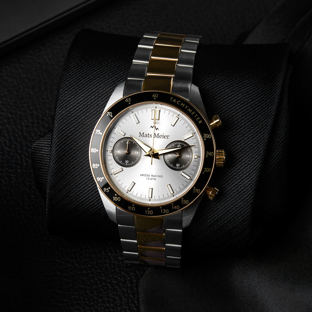 Arosa Racing chronograph mens watch gold coloured and silver coloured