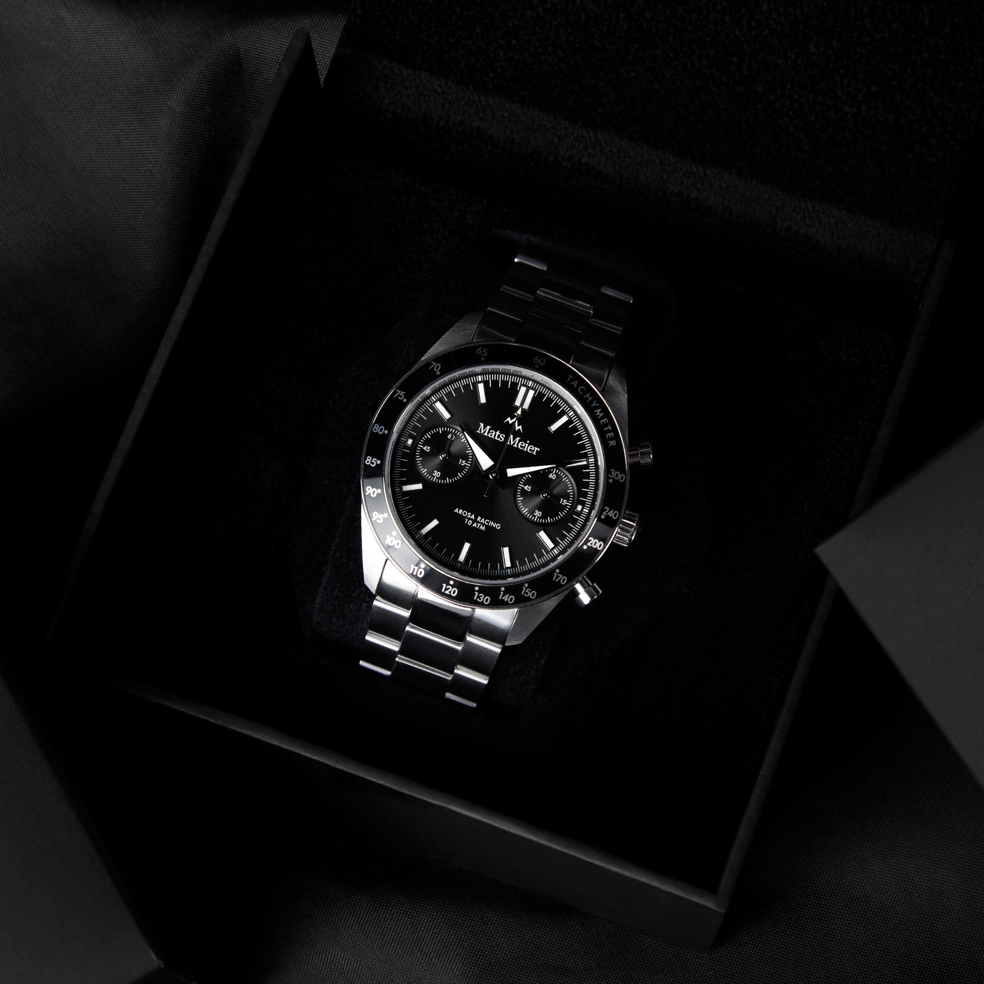 Arosa Racing chronograph mens watch silver coloured and black