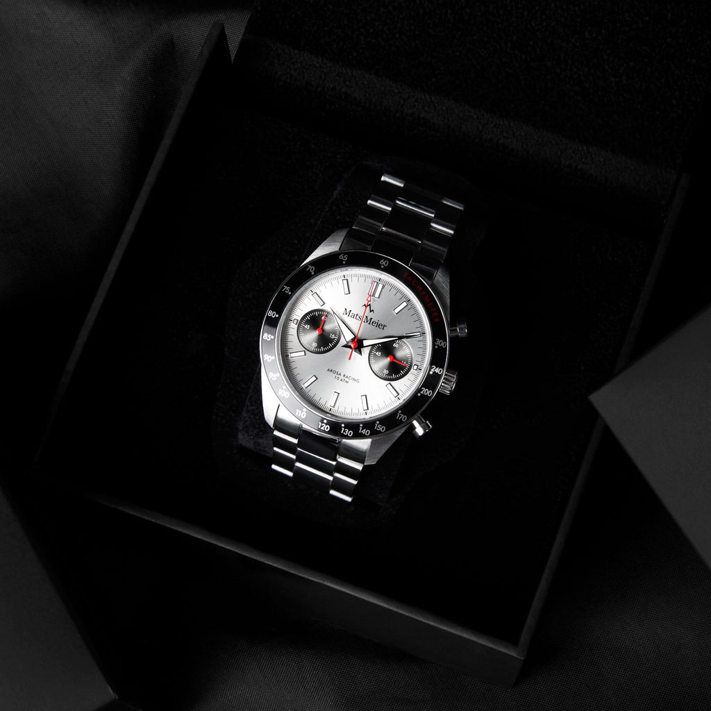 Arosa Racing chronograph mens watch silver coloured