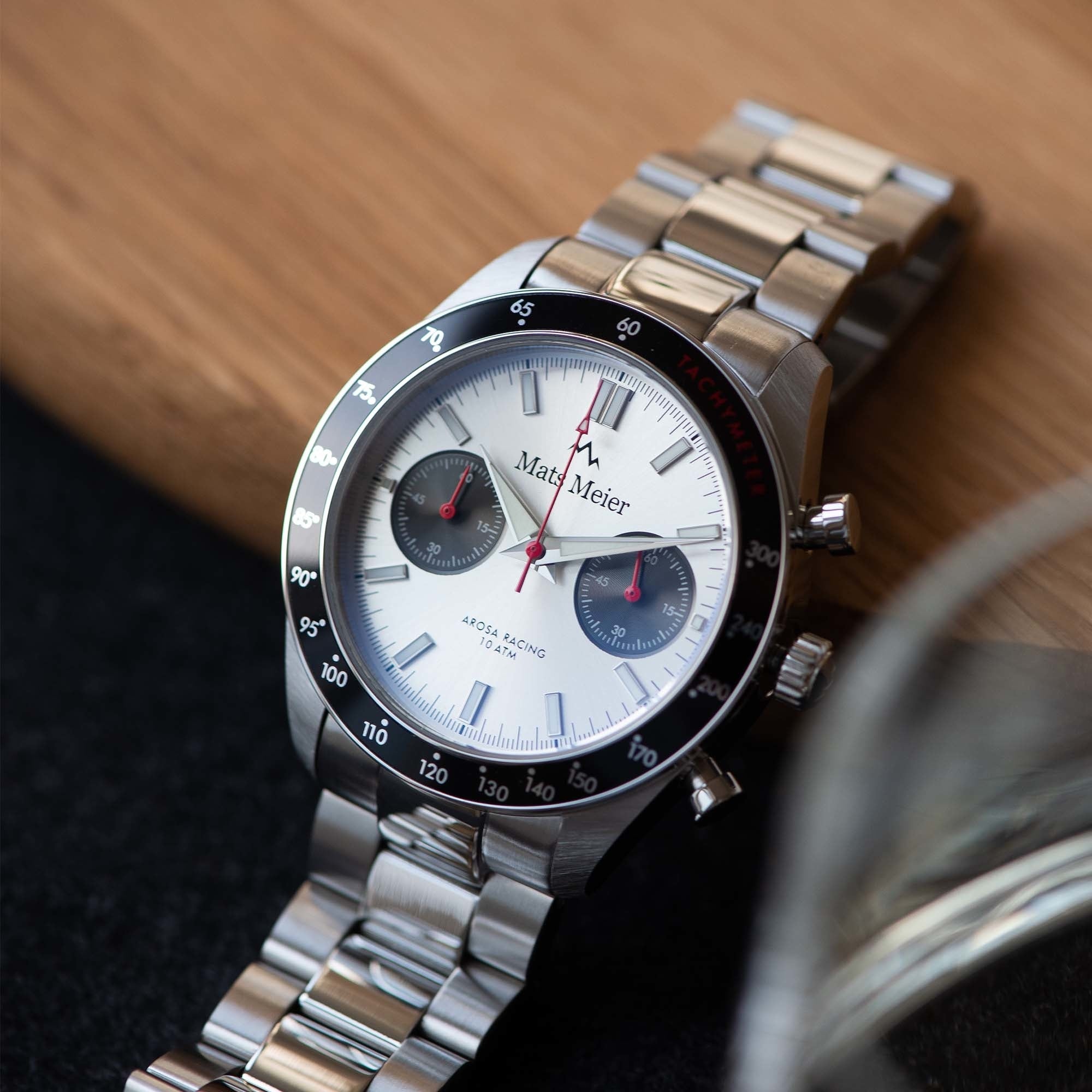 Arosa Racing chronograph mens watch silver coloured