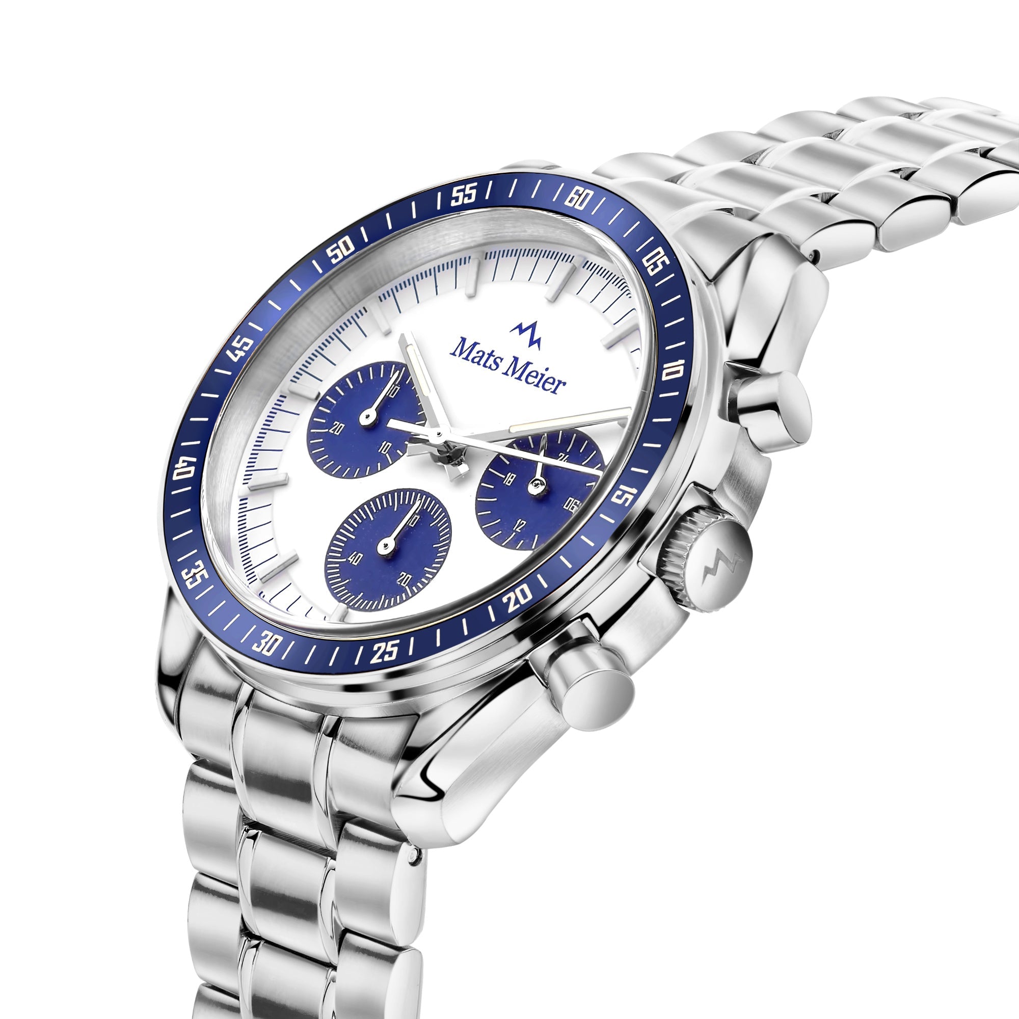 Arosa Racing chronograph mens watch silver coloured and white