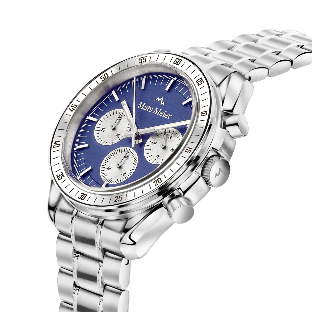 Arosa Racing chronograph mens watch silver coloured and blue