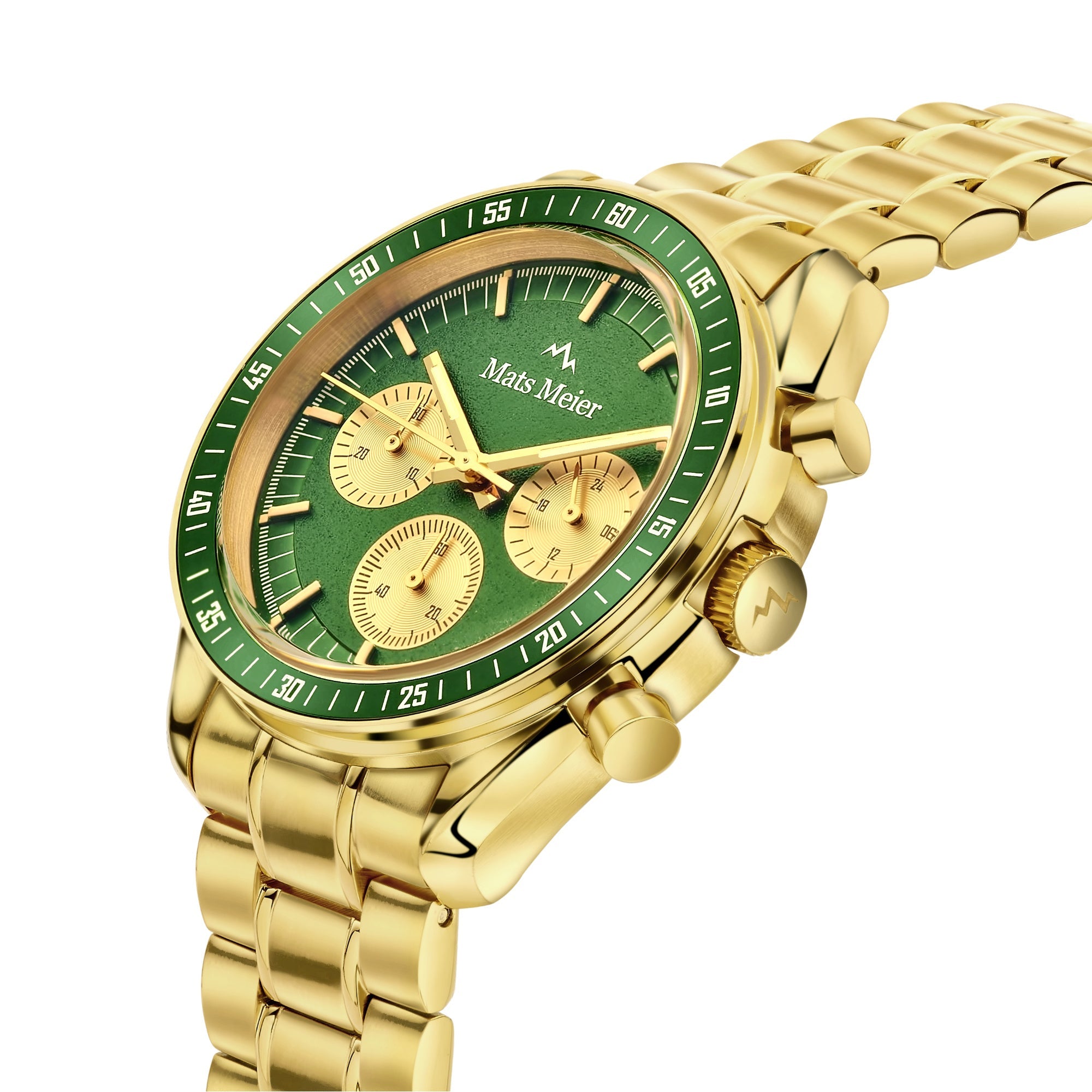 Arosa Racing chronograph mens watch gold coloured and green