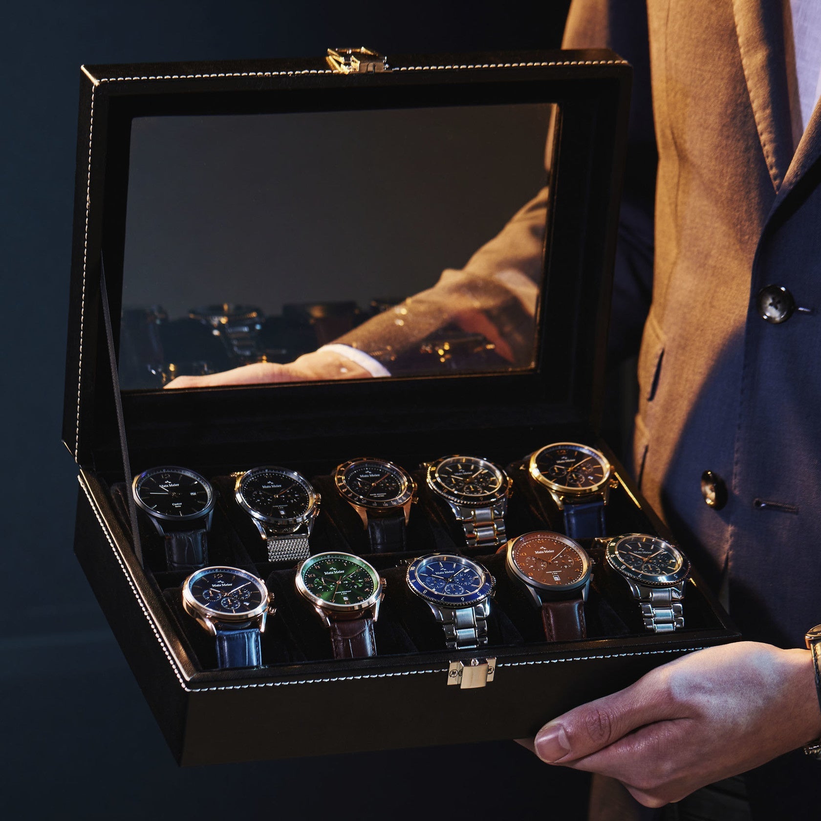 Grand Combin chronograph mens watch and watch box gift set